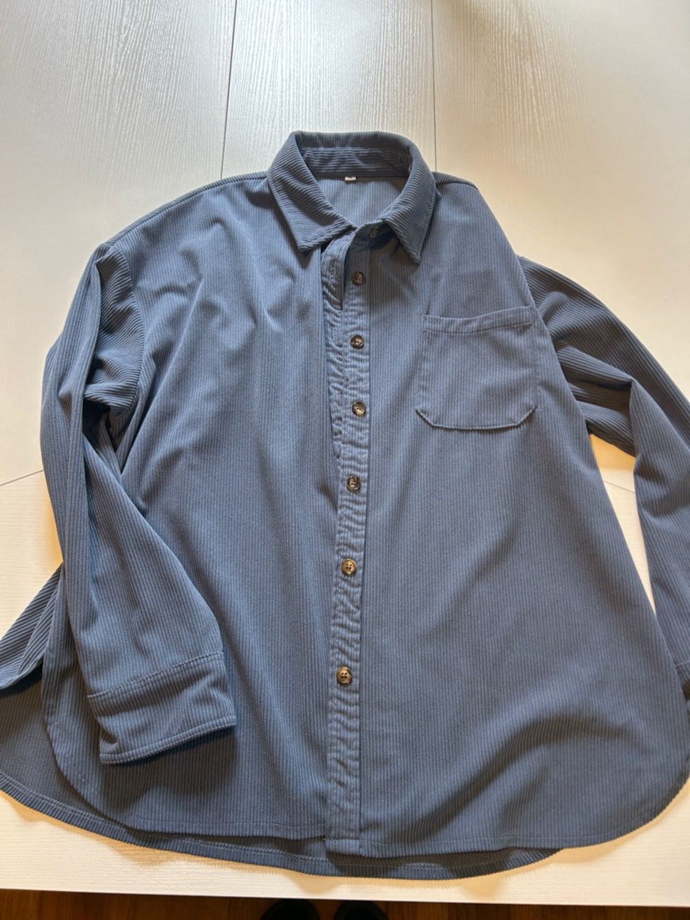 Men's Blue Long-Sleeve Button-Up Shirt